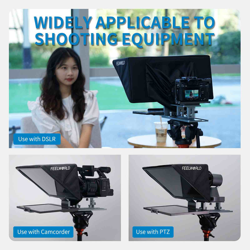 FeelWorld TP16 Folding Teleprompter with Remote Control for Tablets