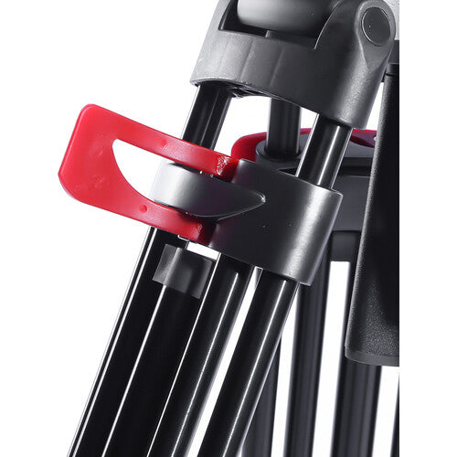 Miliboo MTT602A II Aluminum Tripod with MYT802 II Fluid Head and Mid-Level Spreader (Red Buckle)