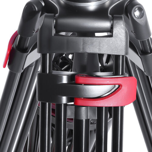 Miliboo MTT602A II Aluminum Tripod with MYT802 II Fluid Head and Mid-Level Spreader (Red Buckle)