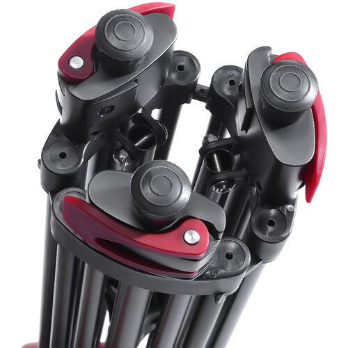 Miliboo MTT602A II Aluminum Tripod with MYT802 II Fluid Head and Mid-Level Spreader (Red Buckle)