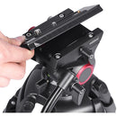 Miliboo MTT602A II Aluminum Tripod with MYT802 II Fluid Head and Mid-Level Spreader (Red Buckle)