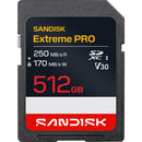 SanDisk 512GB 250MB/s Extreme PRO UHS-I SDXC Memory Card