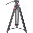 Miliboo MTT602A Professional Aluminum Tripod and Fluid Head with Mid-Level Spreader