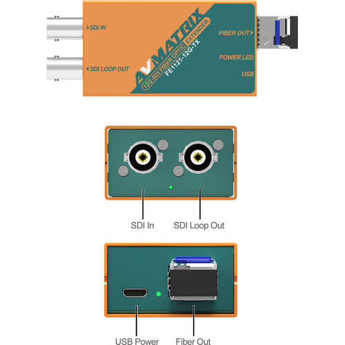 AVMATRIX 12G-SDI Fiber Optic Extender Transmitter/Receiver Set