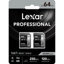 Lexar 64GB Professional 1667x UHS-II SDXC Memory Card (2-Pack)