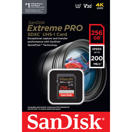 SanDisk 256GB 200MB/s Extreme PRO UHS-I SDHC Memory Card