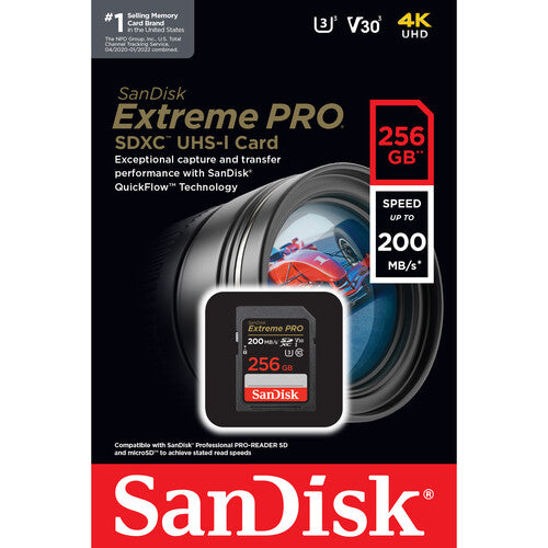SanDisk 256GB 200MB/s  Extreme PRO UHS-I SDHC Memory Card