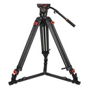 Coman DF26 12kg Professional Aluminum Tripod With Ground-Level Spreader and Fluid Head