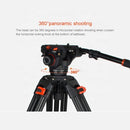 Coman DF26 12kg Professional Aluminum Tripod With Ground-Level Spreader and Fluid Head