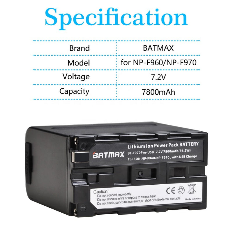 Batmax NP-F970 L-Series Info-Lithium Battery